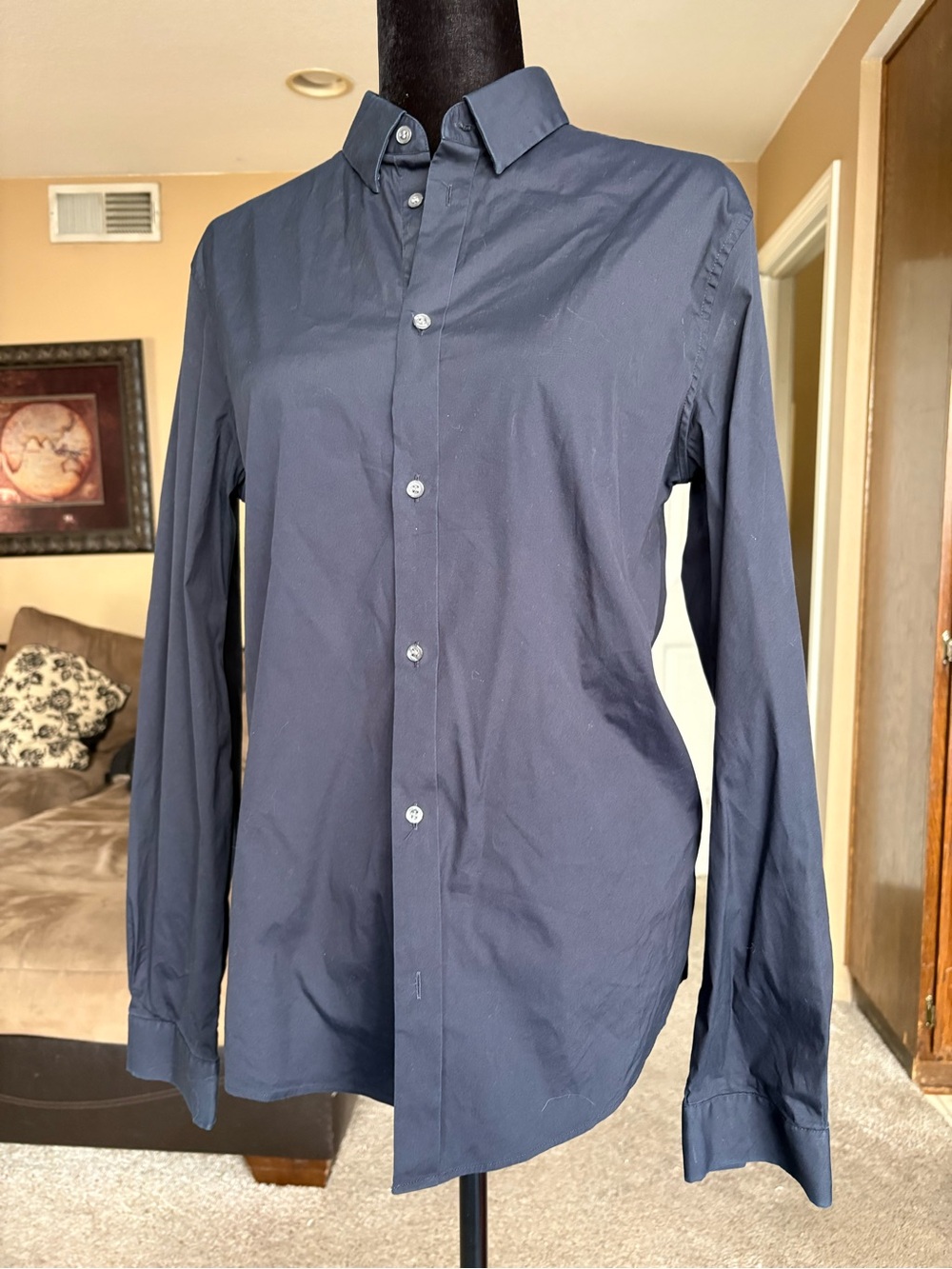 COS Men's Navy Long-Sleeve Dress Shirt - Classic Button-Down size 15.5